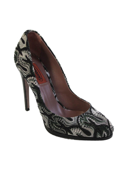 Missoni Women's Round Toe Slip-On Stiletto Pumps Shoes Black Size 37