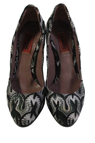 Missoni Women's Round Toe Slip-On Stiletto Pumps Shoes Black Size 37