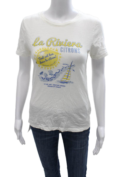 J Crew Women Basic Cotton White Crew Neck Short Sleeve T-Shirt Size 2XS