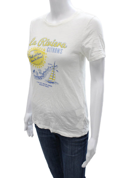 J Crew Women Basic Cotton White Crew Neck Short Sleeve T-Shirt Size 2XS