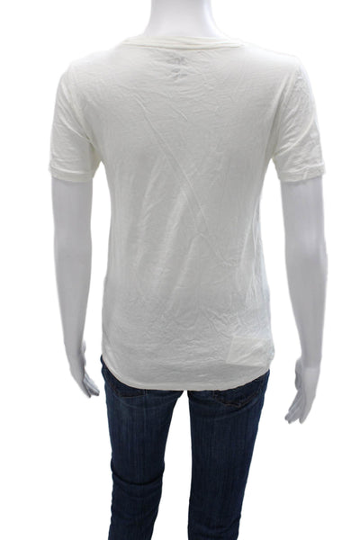 J Crew Women Basic Cotton White Crew Neck Short Sleeve T-Shirt Size 2XS