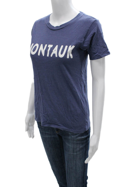 J Crew Women Blue Knit Basic Crew Neck T Shirt Short Sleeve Size 2XS