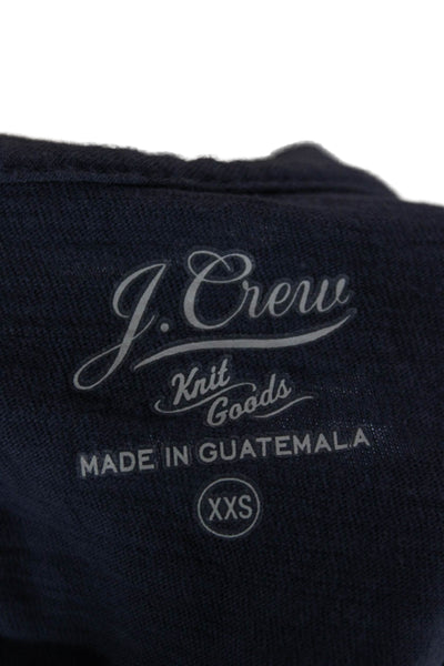 J Crew Women Blue Knit Basic Crew Neck T Shirt Short Sleeve Size 2XS