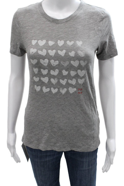J Crew Womens Gray Cotton Basic Graphic Crew Neck Pullover T-Shirt Size 2XS
