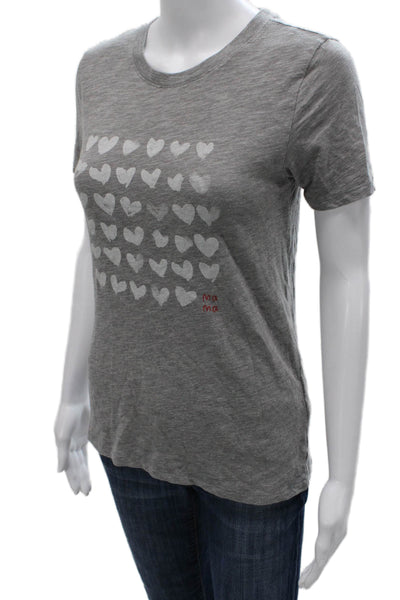 J Crew Womens Gray Cotton Basic Graphic Crew Neck Pullover T-Shirt Size 2XS