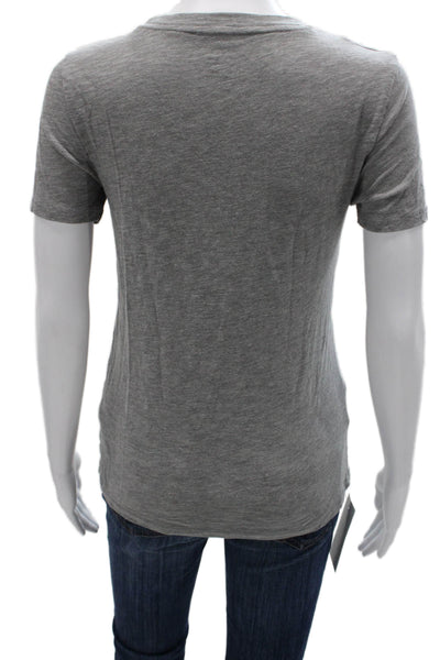 J Crew Womens Gray Cotton Basic Graphic Crew Neck Pullover T-Shirt Size 2XS
