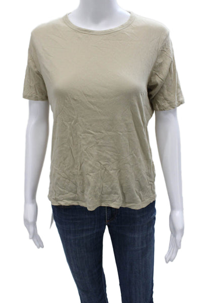 Everlane Women Basic Cotton Crew Neck Short Sleeve T-Shirt Beige Size 2XS