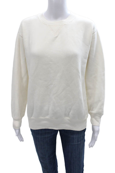J Crew Women Ivory Cotton Pullover Sweatshirt Crewneck Long Sleeve Size 2XS