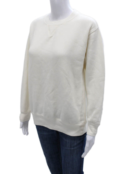 J Crew Women Ivory Cotton Pullover Sweatshirt Crewneck Long Sleeve Size 2XS
