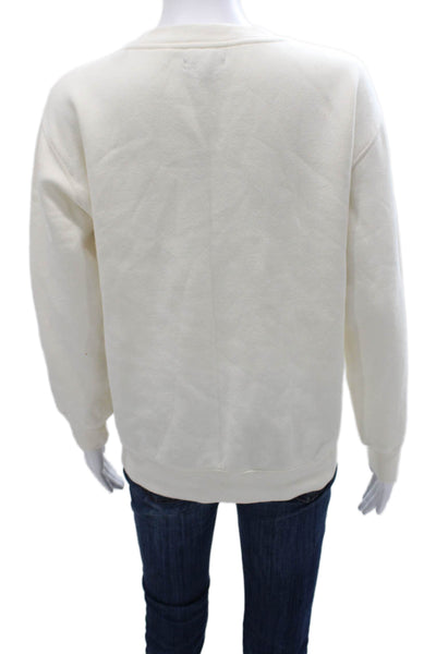 J Crew Women Ivory Cotton Pullover Sweatshirt Crewneck Long Sleeve Size 2XS