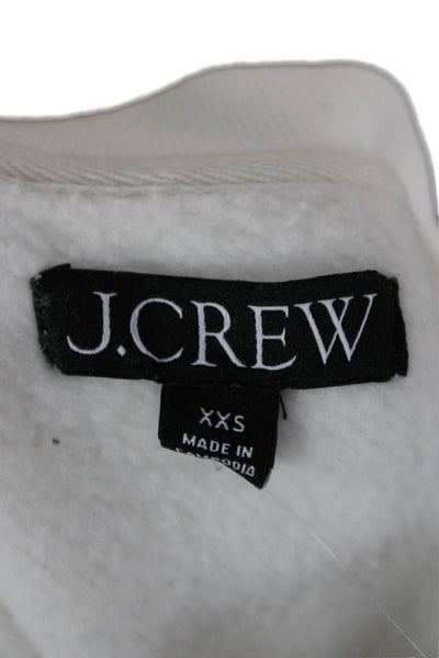 J Crew Women Ivory Cotton Pullover Sweatshirt Crewneck Long Sleeve Size 2XS