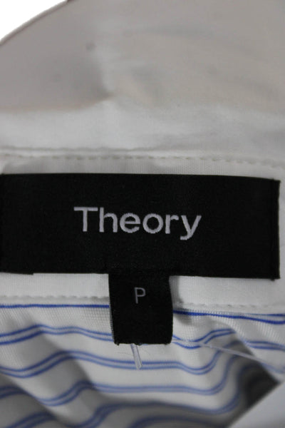 Theory Womens Blue Striped Viscose Collared Button-Up Long Sleeve Basic Size PP