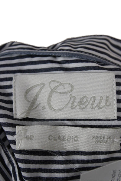 J Crew Women Black Striped Collared Cotton Long Sleeve Button-Up Size 00