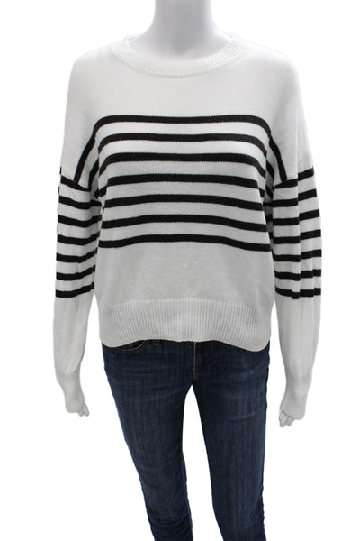 Modern Citizen Women White Cotton Striped Crewneck Pullover Sweater Size XS