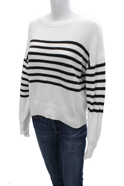 Modern Citizen Women White Cotton Striped Crewneck Pullover Sweater Size XS