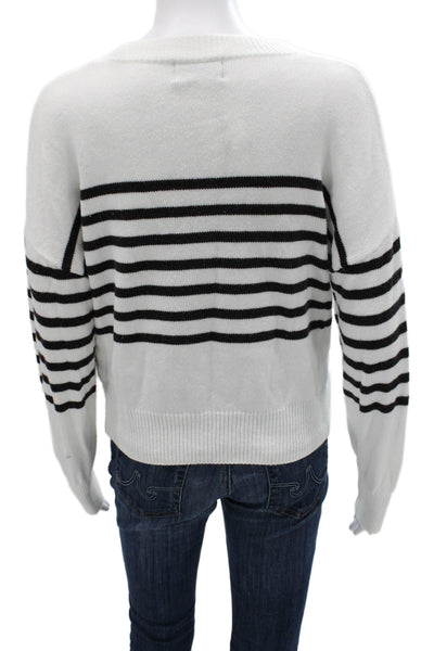 Modern Citizen Women White Cotton Striped Crewneck Pullover Sweater Size XS