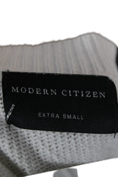 Modern Citizen Women White Cotton Striped Crewneck Pullover Sweater Size XS