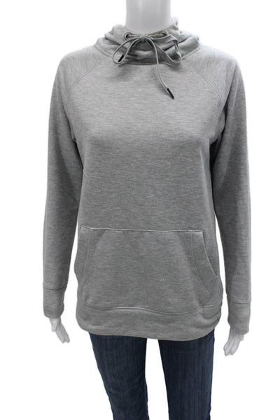 Athleta Women Pullover Hoodie Cowl Neck Gray Polyester Long Sleeve Size 2XS