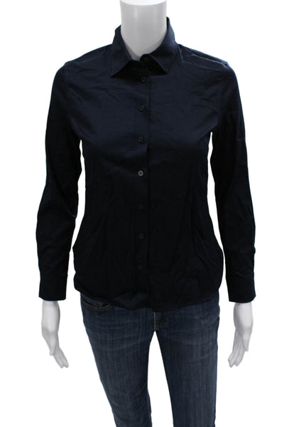 Banana Republic Womens Button Up Blouse Blue Long Sleeve Petite Size 00