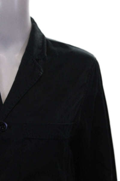 Joseph Women Basic Silk Collared Long Sleeve Button-Up Blouse Black Size 36