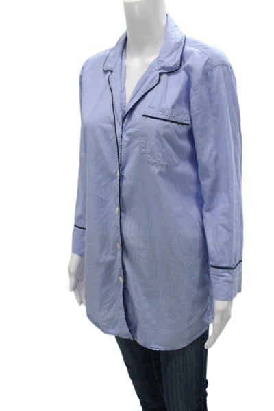 J Crew Women Pajama Top Blue Cotton Collared Button Long Sleeve Size XS
