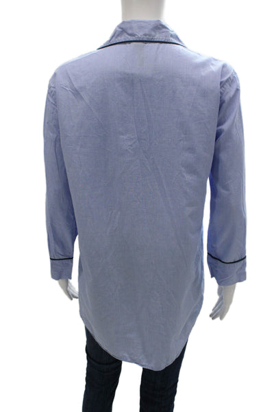 J Crew Women Pajama Top Blue Cotton Collared Button Long Sleeve Size XS