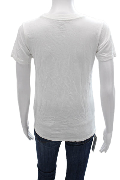 J Crew Womens Basic White Cotton Crew Neck Short Sleeve T-Shirt Size 2XS