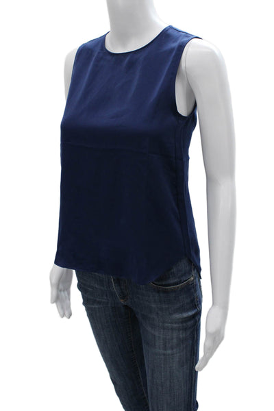 Banana Republic Women Basic Tank Blue Polyester Sleeveless Round Neck Size 2XS