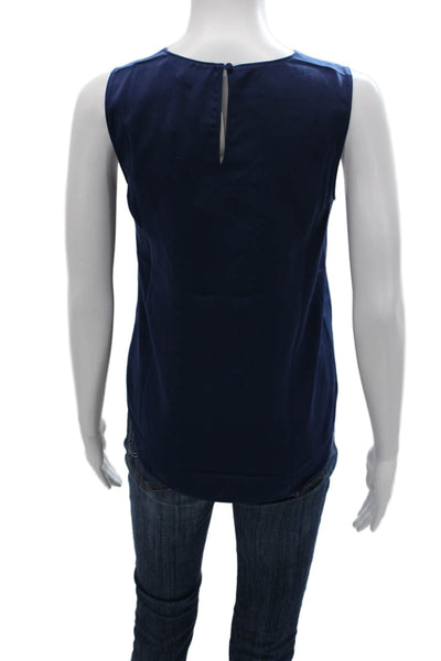Banana Republic Women Basic Tank Blue Polyester Sleeveless Round Neck Size 2XS