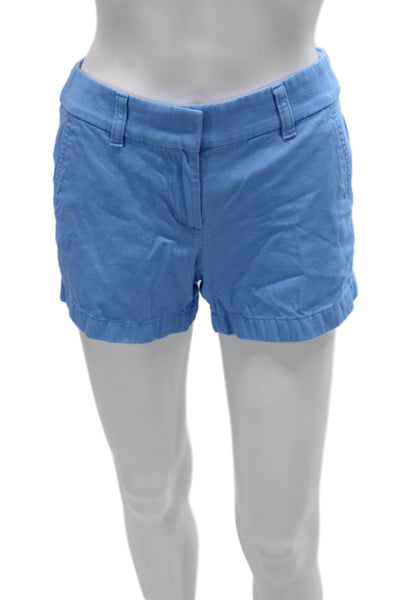 J Crew Womens Chino Shorts Blue Cotton Zip Size 00