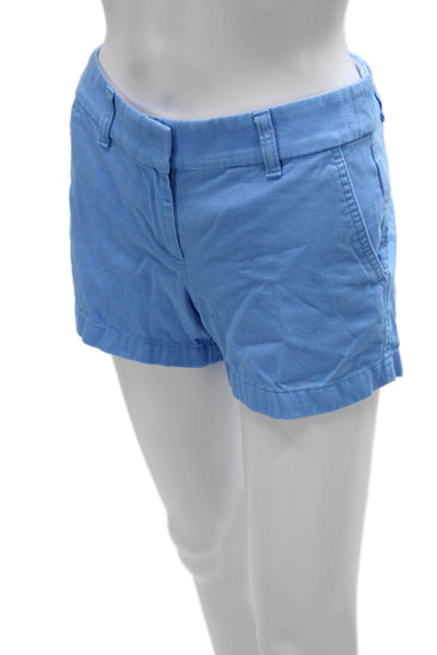 J Crew Womens Chino Shorts Blue Cotton Zip Size 00
