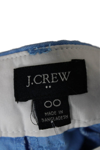 J Crew Womens Chino Shorts Blue Cotton Zip Size 00