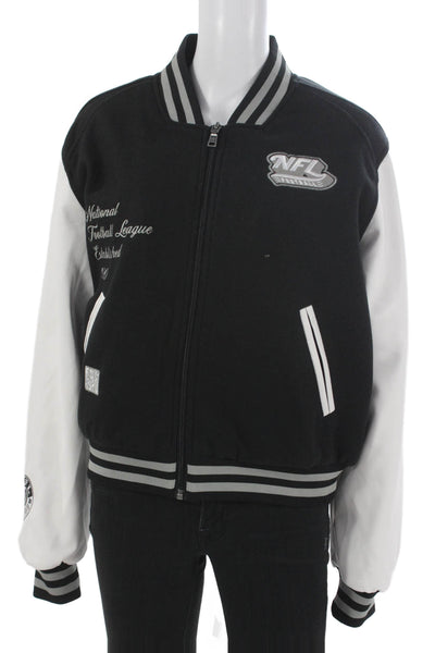 Wear By Erin Andrews Unisex Adults Varsity Jacket Black Zip Polyester Size L