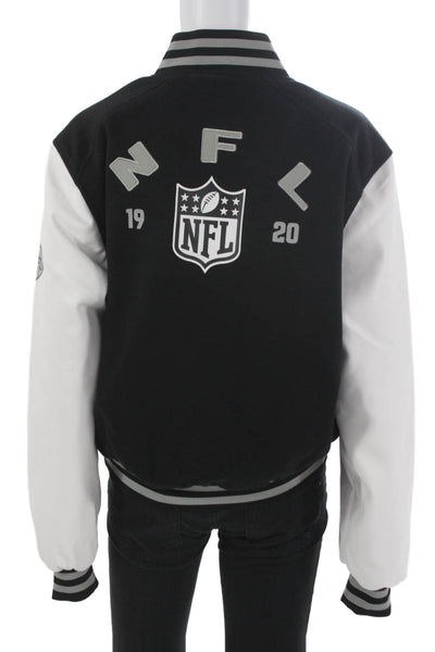 Wear By Erin Andrews Unisex Adults Varsity Jacket Black Zip Polyester Size L