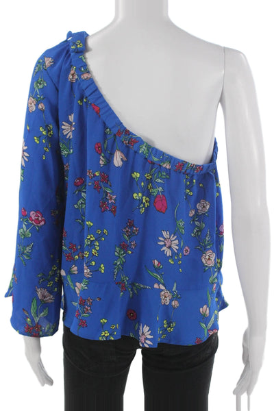 Jack by BB DAKOTA Womens Floral One Shoulder Long Sleeve Blouse Blue Size M