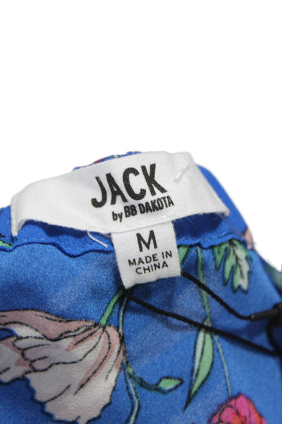Jack by BB DAKOTA Womens Floral One Shoulder Long Sleeve Blouse Blue Size M