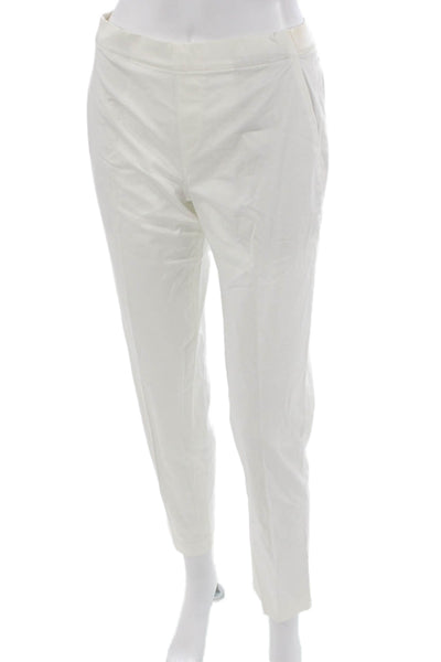 Uniqlo Women Ankle Pants White Cotton Pull On Solid Size S