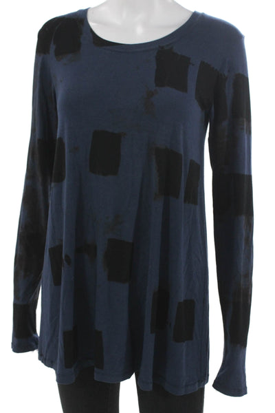 Heyne Bogut Womens Tunic Blue Geometric Rayon Long Sleeve Round Neck Size 2