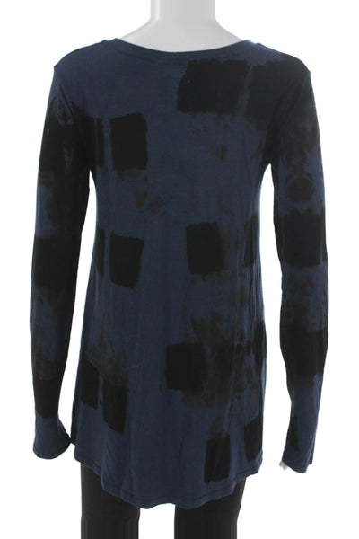 Heyne Bogut Womens Tunic Blue Geometric Rayon Long Sleeve Round Neck Size 2