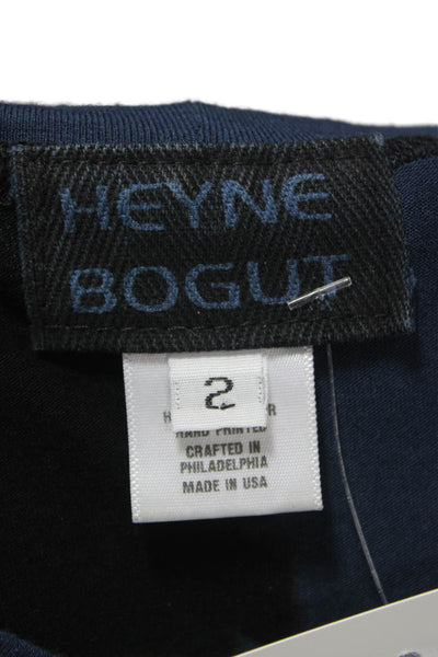 Heyne Bogut Womens Tunic Blue Geometric Rayon Long Sleeve Round Neck Size 2