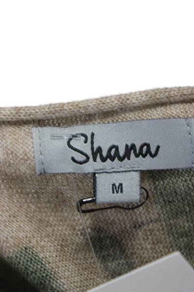 Shana Womens Pullover Boat Neck Acrylic Cat Print Long Sleeve Size M