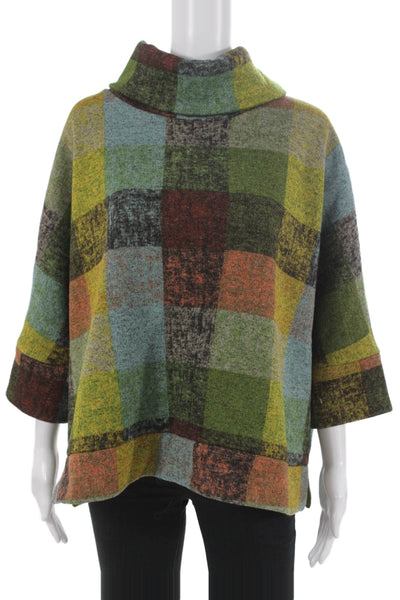 Chalet Womens Multi Cowl Neck Check Tunic 3/4 Sleeve Size L