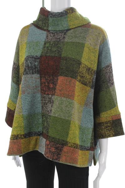 Chalet Womens Multi Cowl Neck Check Tunic 3/4 Sleeve Size L