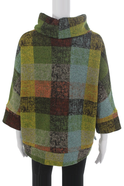 Chalet Womens Multi Cowl Neck Check Tunic 3/4 Sleeve Size L