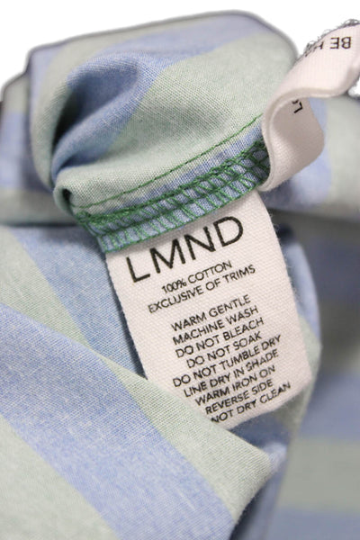 LMND Womens Striped Cotton Collared Button Up Long Sleeve Top Size L