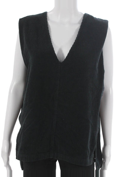 Black Crane Womens Corduroy V Neck Sleeveless Tunic Black Size L