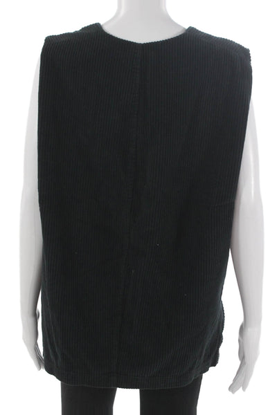 Black Crane Womens Corduroy V Neck Sleeveless Tunic Black Size L