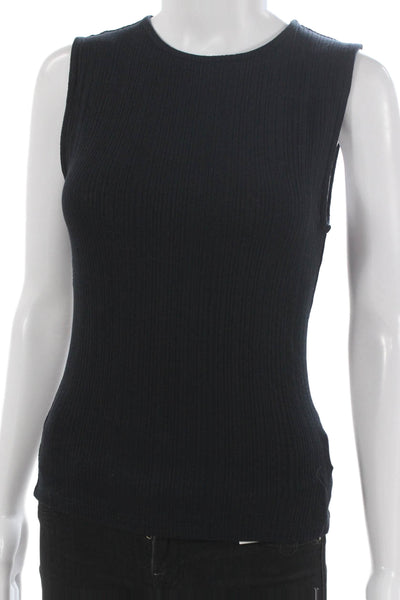 Vince Women Basic Tank Black Tencel Lyocell Sleeveless Petite Size XS