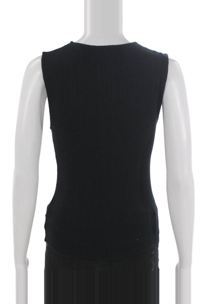 Vince Women Basic Tank Black Tencel Lyocell Sleeveless Petite Size XS