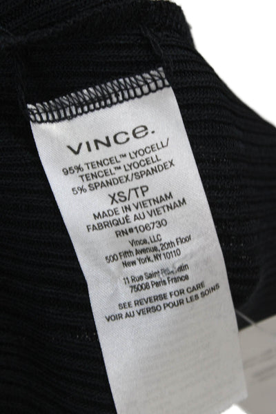 Vince Women Basic Tank Black Tencel Lyocell Sleeveless Petite Size XS